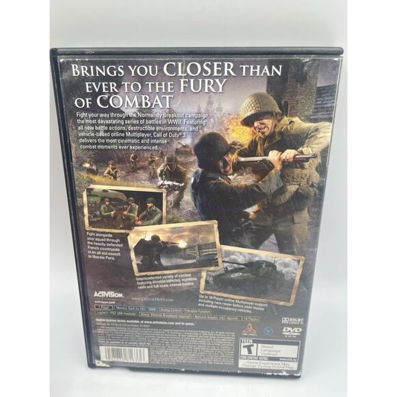 Call of Duty 3 (Sony PlayStation 2, 2006) No Manual - Fast Shipping! - Picture 2 of 7